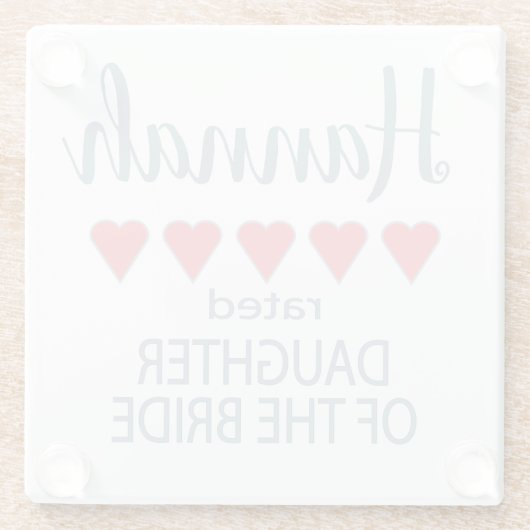 Bruids & Bruiloft 5 Hart Dochter van Bruid Glazen Onderzetter (Achterkant)