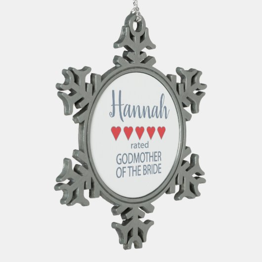 Bruids & Bruiloft 5 Hart Godmother of Bride Tin Sneeuwvlok Ornament (Links)