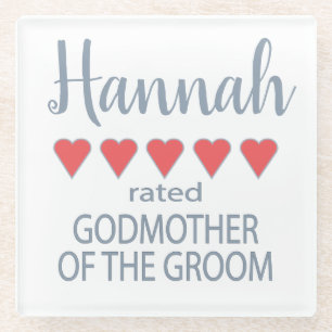 Bruids & Bruiloft 5 Hart Godmother of Groom Glazen Onderzetter
