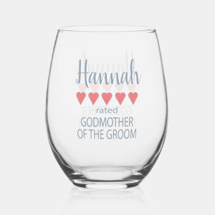 Bruids & Bruiloft 5 Hart Godmother of Groom Wijnglas Zonder Voet
