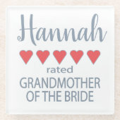 Bruids & Bruiloft 5 Hart Grootmoeder o Bruid Glazen Onderzetter (Voorkant)