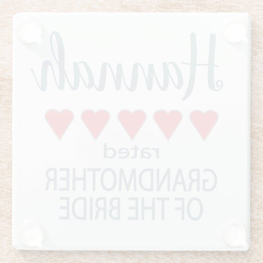 Bruids & Bruiloft 5 Hart Grootmoeder o Bruid Glazen Onderzetter (Achterkant)