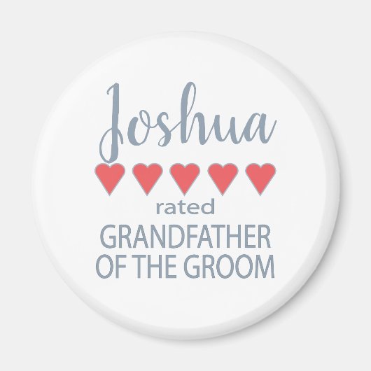 Bruids & Bruiloft 5 Hart Grootvader o bruidegom Magneet (Voorkant)