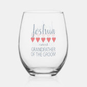 Bruids & Bruiloft 5 Hart Grootvader o bruidegom Wijnglas Zonder Voet (Achterkant)
