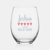 Bruids & Bruiloft 5 Hart Man van Eer Wijnglas Zonder Voet (Voorkant)