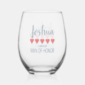 Bruids & Bruiloft 5 Hart Man van Eer Wijnglas Zonder Voet (Achterkant)