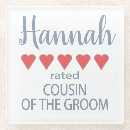 Bruids & Bruiloft 5 Hart Neef van de bruidegom Glazen Onderzetter (Voorkant)