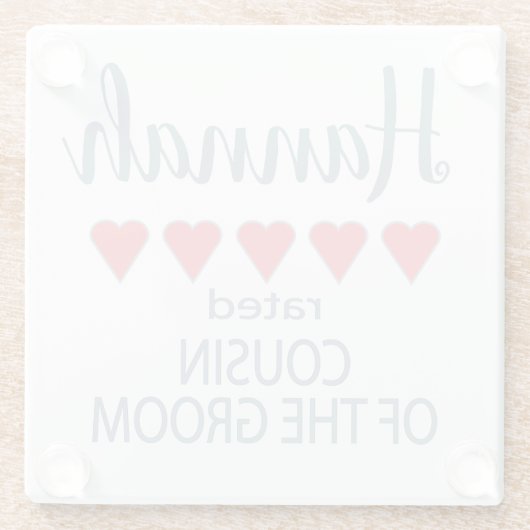 Bruids & Bruiloft 5 Hart Neef van de bruidegom Glazen Onderzetter (Achterkant)