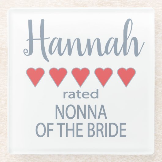 Bruids & Bruiloft 5 Hart Nonna van Bruid Glazen Onderzetter (Voorkant)