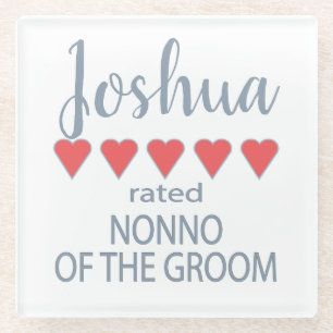 Bruids & Bruiloft 5 Hart Nonno van bruidegom Glazen Onderzetter