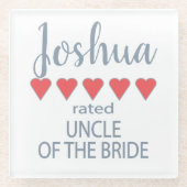 Bruids & Bruiloft 5 Hart Oom van Bruid Glazen Onderzetter (Voorkant)