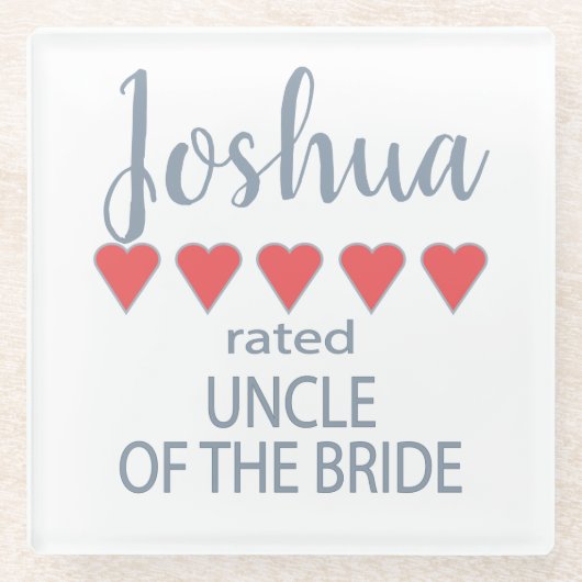 Bruids & Bruiloft 5 Hart Oom van Bruid Glazen Onderzetter (Voorkant)