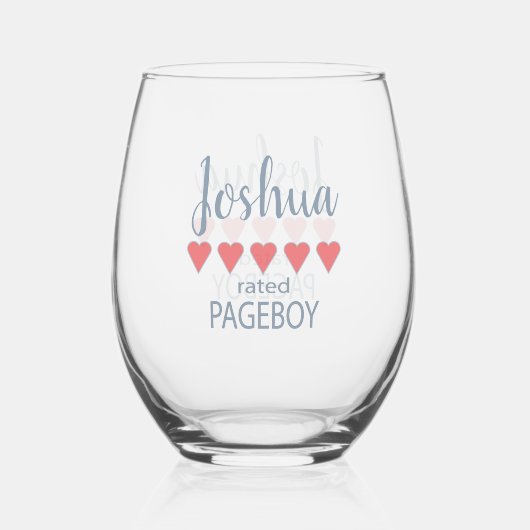 Bruids & Bruiloft 5 Hart Pageboy Wijnglas Zonder Voet (Voorkant)