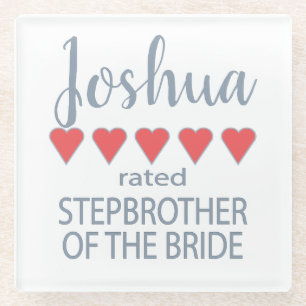 Bruids & Bruiloft 5 Hart Stepbroer o Bruid Glazen Onderzetter