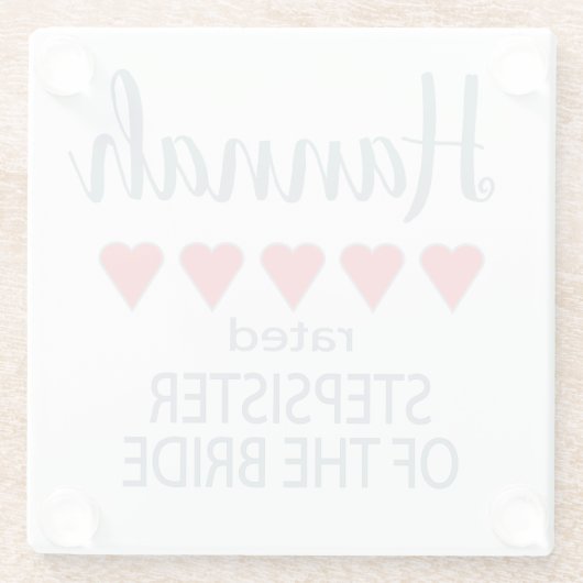 Bruids & Bruiloft 5 Hart Stepzus van Bruid Glazen Onderzetter (Achterkant)