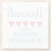 Bruids & Bruiloft 5 Hart Stepzus van bruidegom Glazen Onderzetter (Achterkant)