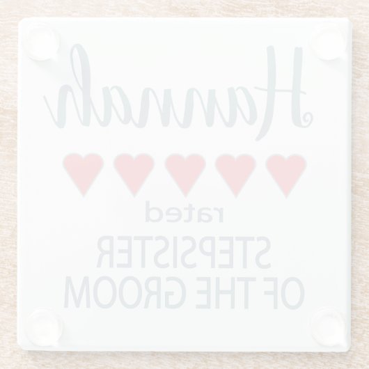 Bruids & Bruiloft 5 Hart Stepzus van bruidegom Glazen Onderzetter (Achterkant)