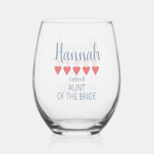 Bruids & Bruiloft 5 Hart Tante van Bruid Wijnglas Zonder Voet (Achterkant)