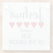 Bruids & Bruiloft 5 Hart Zoon van bruidegom Glazen Onderzetter (Achterkant)