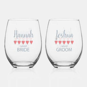 Bruids & Bruiloft 5 Hartbruid & bruidegom Wijnglas Zonder Voet
