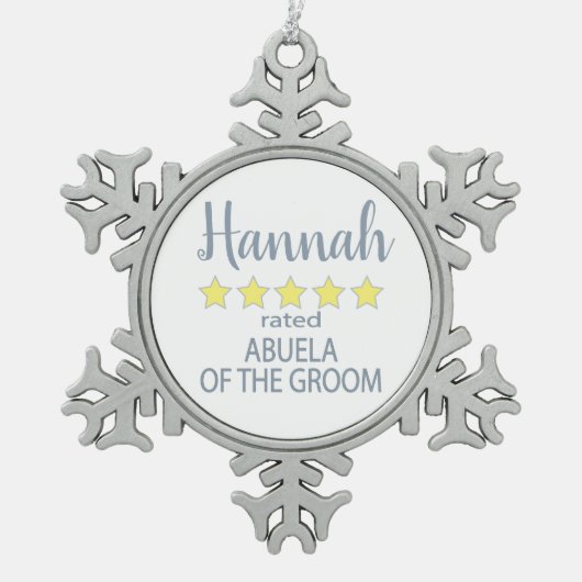 Bruids & Bruiloft 5 Ster Abuela van bruidegom Tin Sneeuwvlok Ornament (Voorkant)