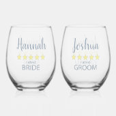 Bruids & Bruiloft 5 Sterren Bruid & bruidegom Wijnglas Zonder Voet (Achterkant)