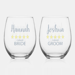 Bruids & Bruiloft 5 Sterren Bruid & bruidegom Wijnglas Zonder Voet