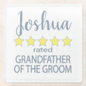 Bruids & Bruiloft 5 Sterren Grootvader van bruideg Glazen Onderzetter (Voorkant)