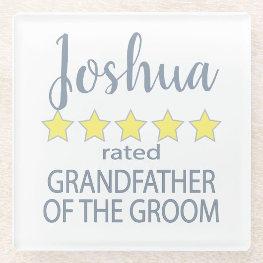 Bruids & Bruiloft 5 Sterren Grootvader van bruideg Glazen Onderzetter (Voorkant)