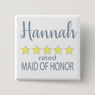 Bruids & Bruiloft 5 Sterren Maid van Eer Vierkante Button 5,1 Cm