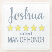 Bruids & Bruiloft 5 Sterren Man van Eer Glazen Onderzetter (Voorkant)