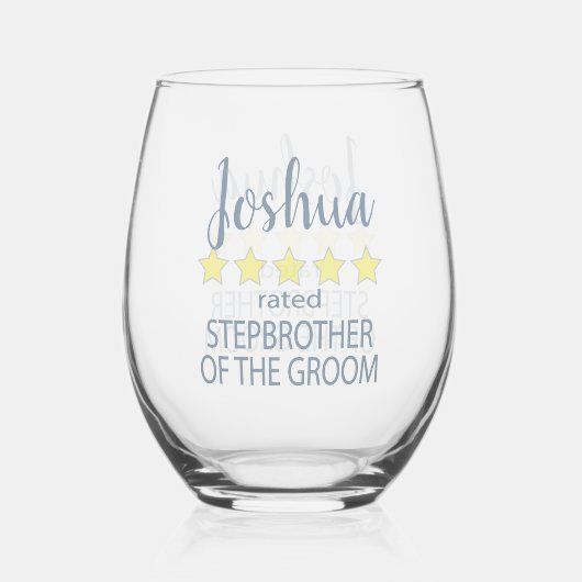 Bruids & Bruiloft 5 Sterren Stepbroer van bruidego Wijnglas Zonder Voet (Voorkant)