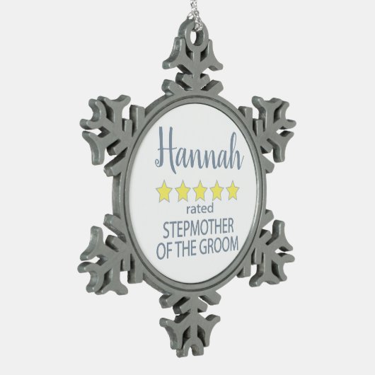 Bruids & Bruiloft 5 Sterren Stiefmoeder van bruide Tin Sneeuwvlok Ornament (Links)