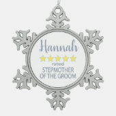Bruids & Bruiloft 5 Sterren Stiefmoeder van bruide Tin Sneeuwvlok Ornament (Voorkant)