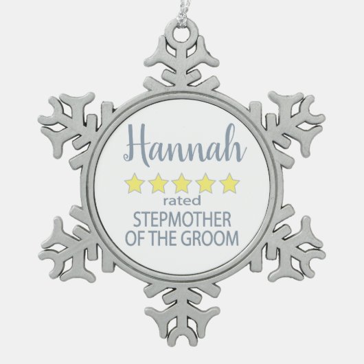 Bruids & Bruiloft 5 Sterren Stiefmoeder van bruide Tin Sneeuwvlok Ornament (Voorkant)