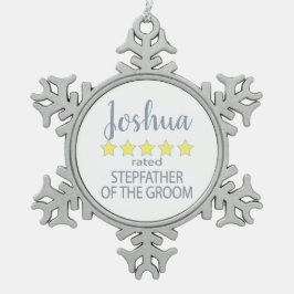 Bruids & Bruiloft 5 Sterren stiefvader van bruideg Tin Sneeuwvlok Ornament
