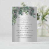 Bruids Bruiloft Glitters Bruin Grijs Eucalyptus Gr Kaart (Staand voorkant)