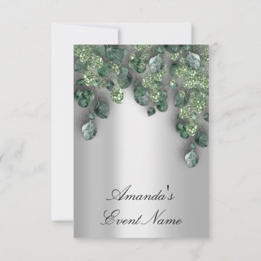 Bruids Bruiloft Glitters Bruin Grijs Eucalyptus Gr Kaart (Achterkant)