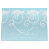 Bruids bruiloft hemelblauw wit koninklijk kant groot cadeauzakje (Voorkant)