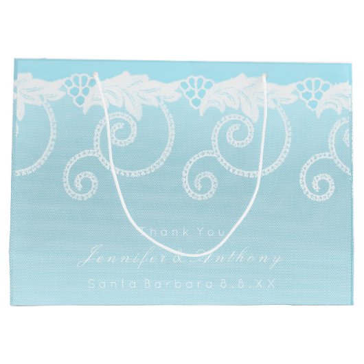 Bruids bruiloft hemelblauw wit koninklijk kant groot cadeauzakje (Achterkant)