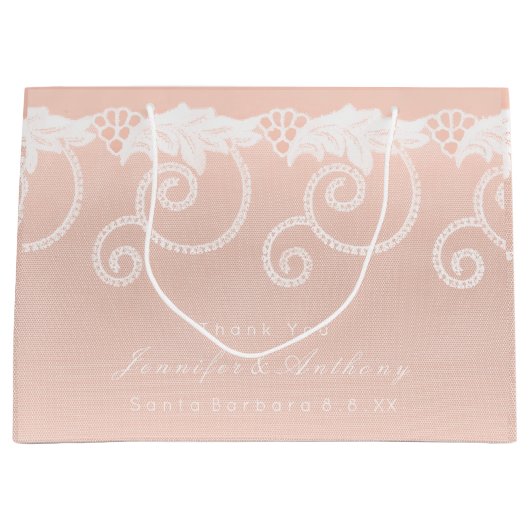 bruids bruiloft perzik zalm wit koninklijk kant large cadeautasje (Voorkant)