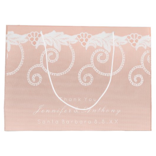 bruids bruiloft perzik zalm wit koninklijk kant large cadeautasje (Achterkant)