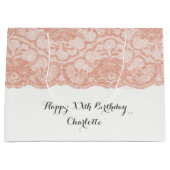 Bruids Bruiloft Verjaardag Roze Rose Goud Kant Groot Cadeauzakje (Voorkant)