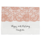 Bruids Bruiloft Verjaardag Roze Rose Goud Kant Groot Cadeauzakje (Achterkant)