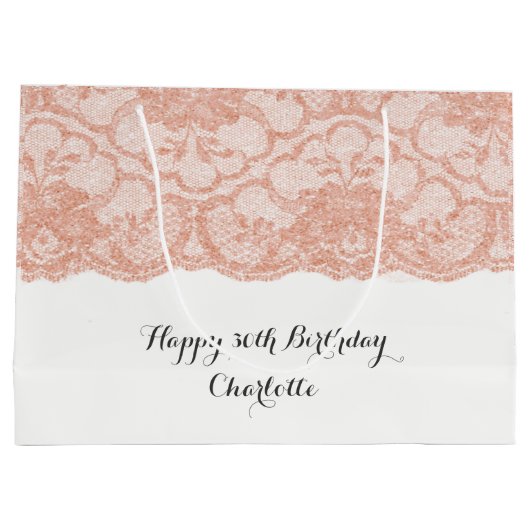 Bruids Bruiloft Verjaardag Roze Rose Goud Kant Groot Cadeauzakje (Achterkant)