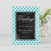 Bruids brunch blauw zwart polka stippen opslaan de kaart (Staand voorkant)