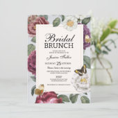 Bruids Brunch Bloom Bloemen Vlinder Vintage Kaart (Staand voorkant)