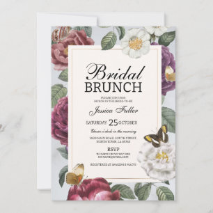 Bruids Brunch Bloom Bloemen Vlinder Vintage Kaart