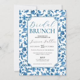 Bruids Brunch Chintz Blauw & Wit Bloemen Ditsy Kaart
