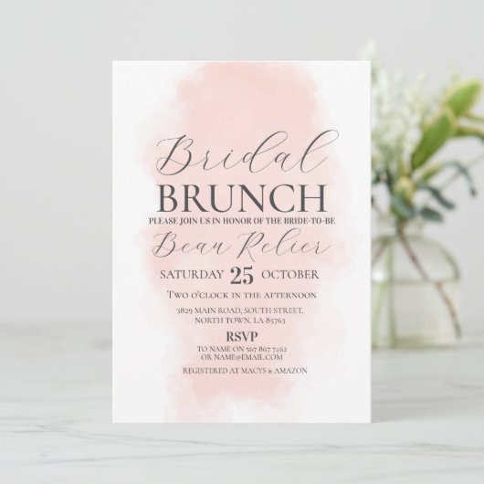 Bruids Brunch Douche Bachelorette Waterverf Peach Kaart (Staand voorkant)